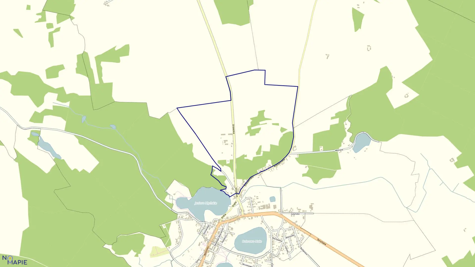 Mapa obrębu Kalisz Pomorski-1 w gminie Kalisz Pomorski