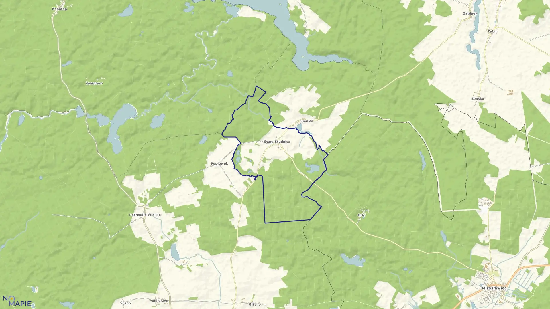 Mapa obrębu Stara Studnica w gminie Kalisz Pomorski